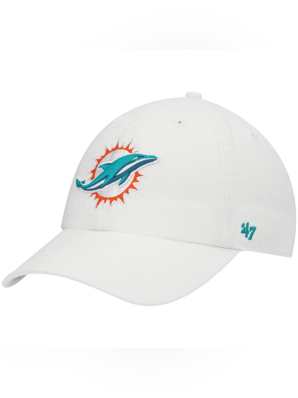 Miami Dolphins White Cap with Embroidered Logo